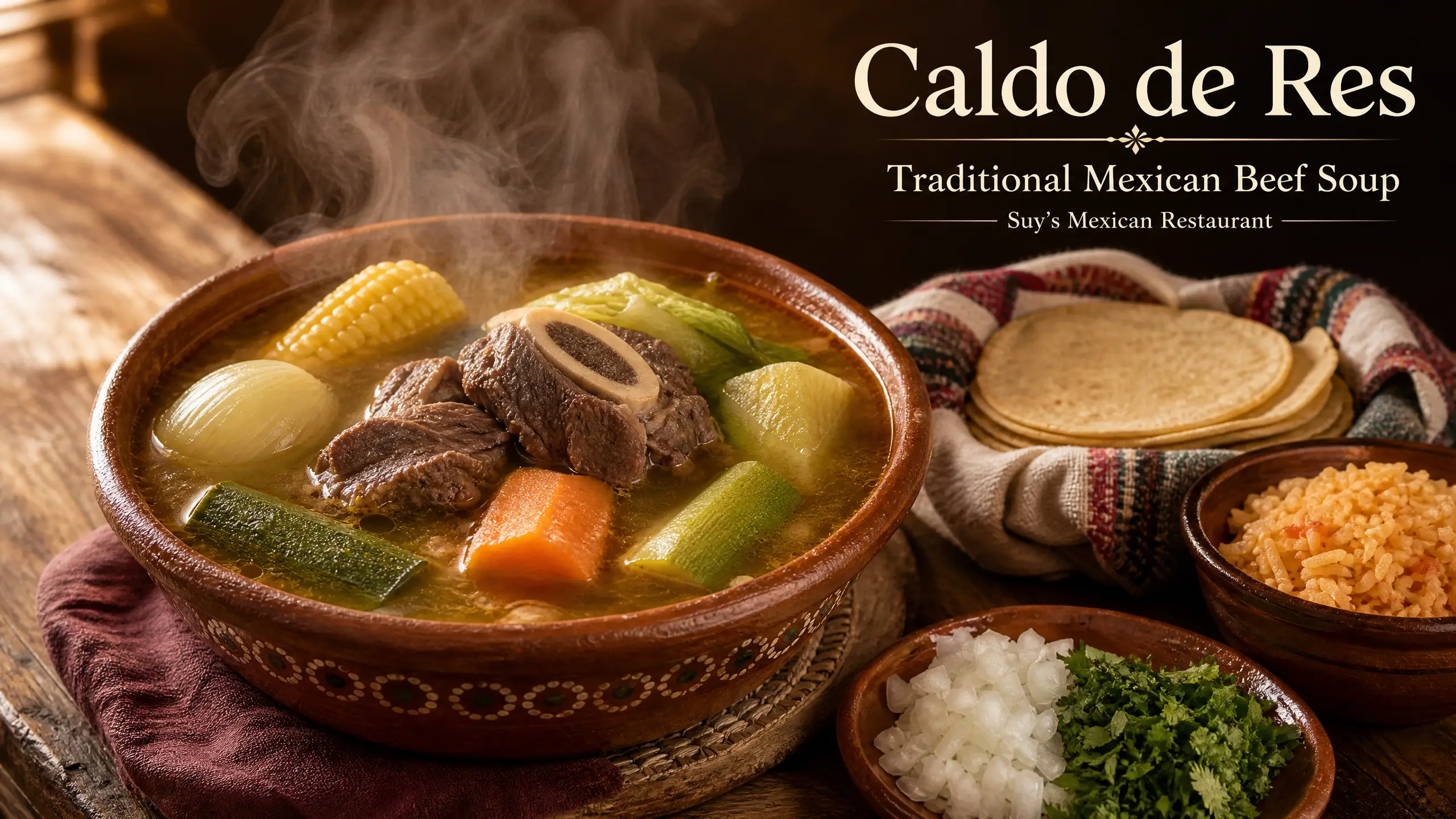 "Caldo de Res – Traditional Mexican Beef Soup – Suy's Mexican Restaurant."