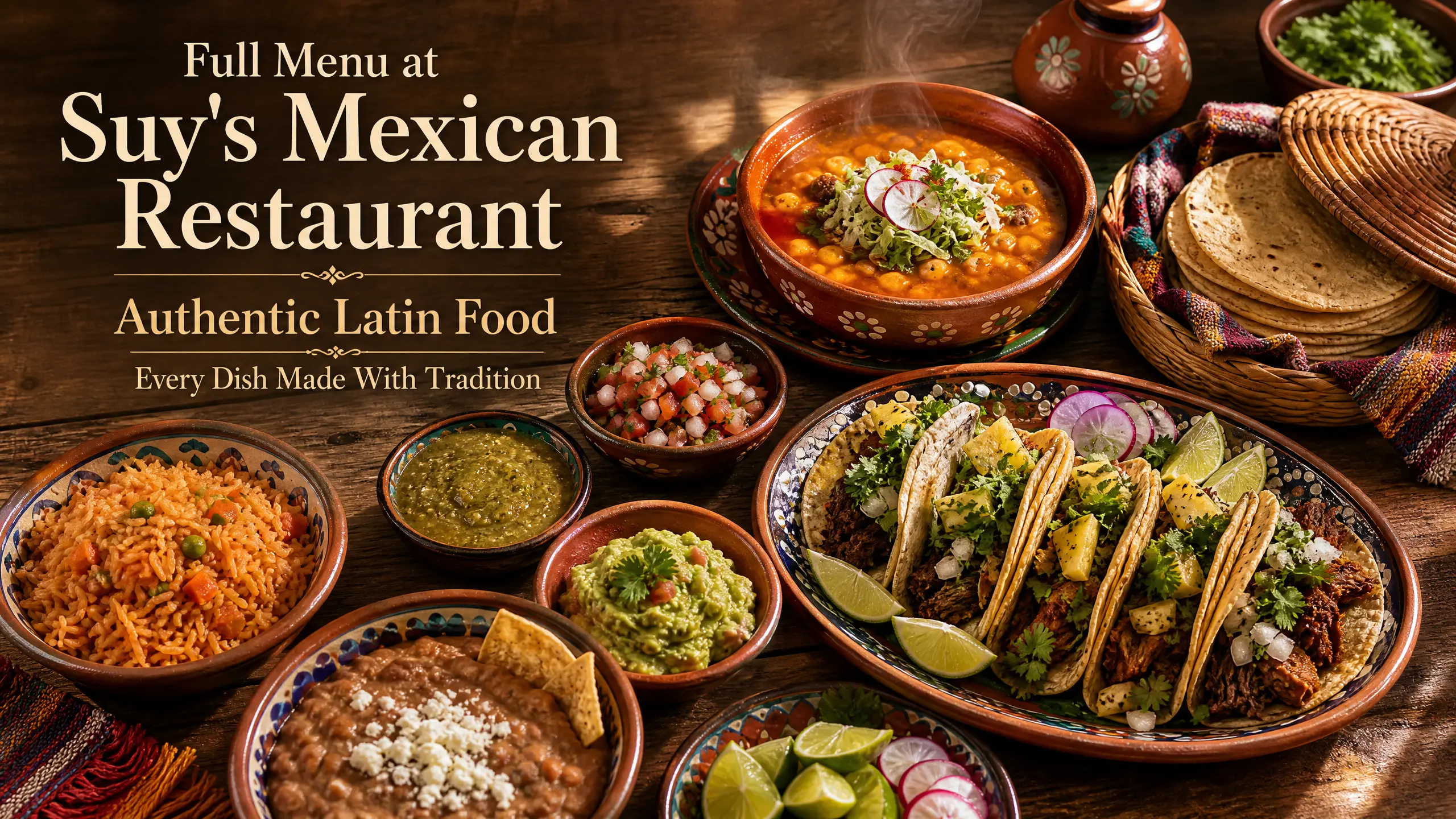 Full Menu at Suy's Mexican Restaurant – Authentic Latin Food – Every Dish Made With Tradition.